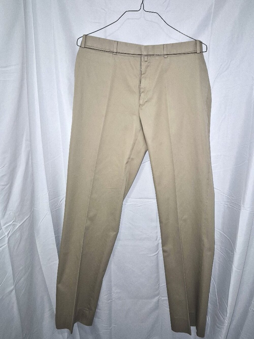 UNBRANDED Mens Khaki Flat Front Chino Dress Pants 38 x 34